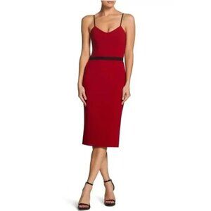 Dress The Populaion Emma Spaghetti Body-Con Dress in Red Wome XS